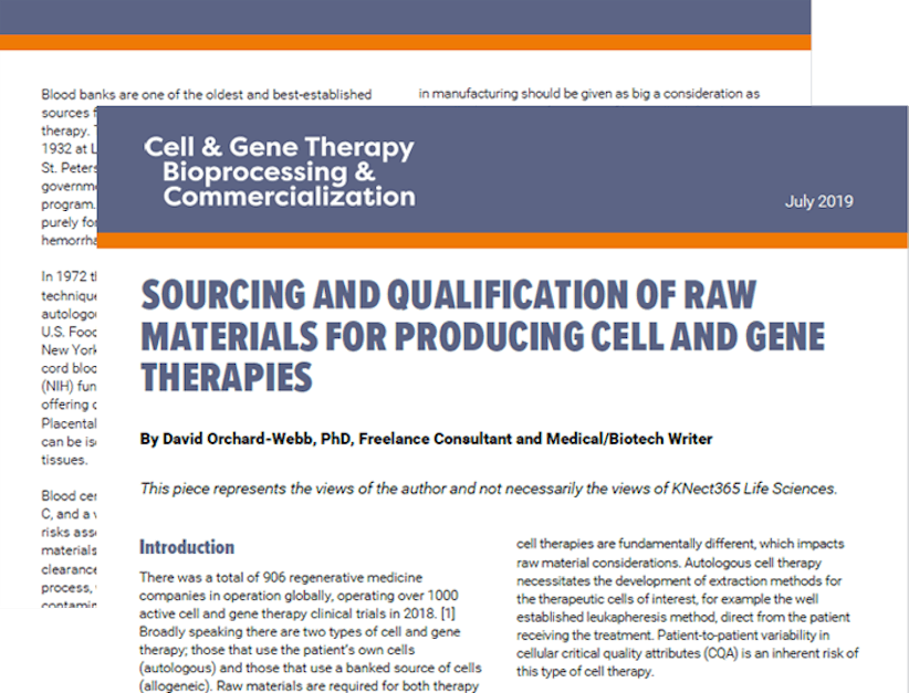 Sourcing And Qualification Of Raw Materials For Producing Cell And Gene Therapies Whitepaper