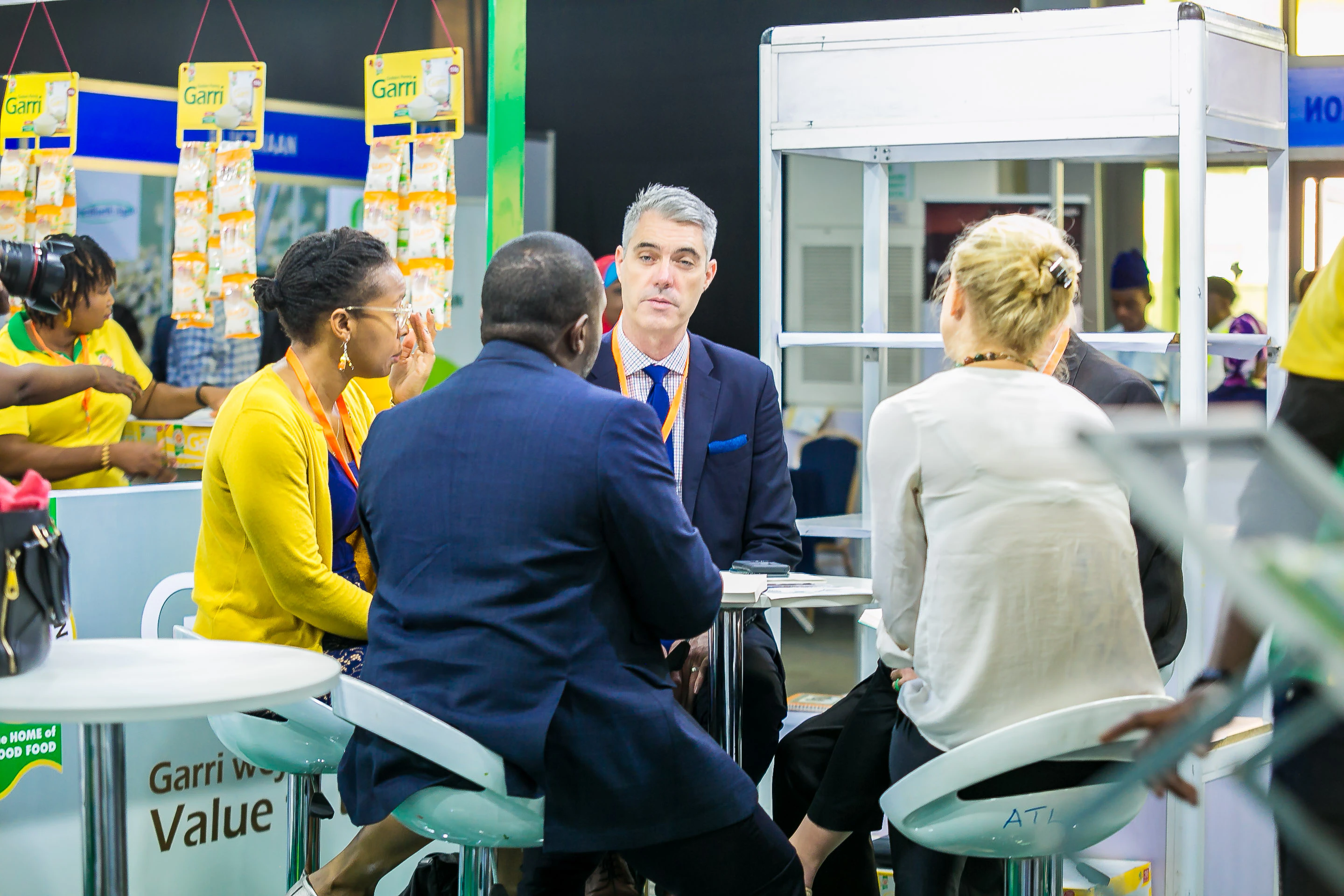 Exhibitors networking at GROWTECH. WEST AFRICA, meeting buyers and building new business opportunities in agriculture.