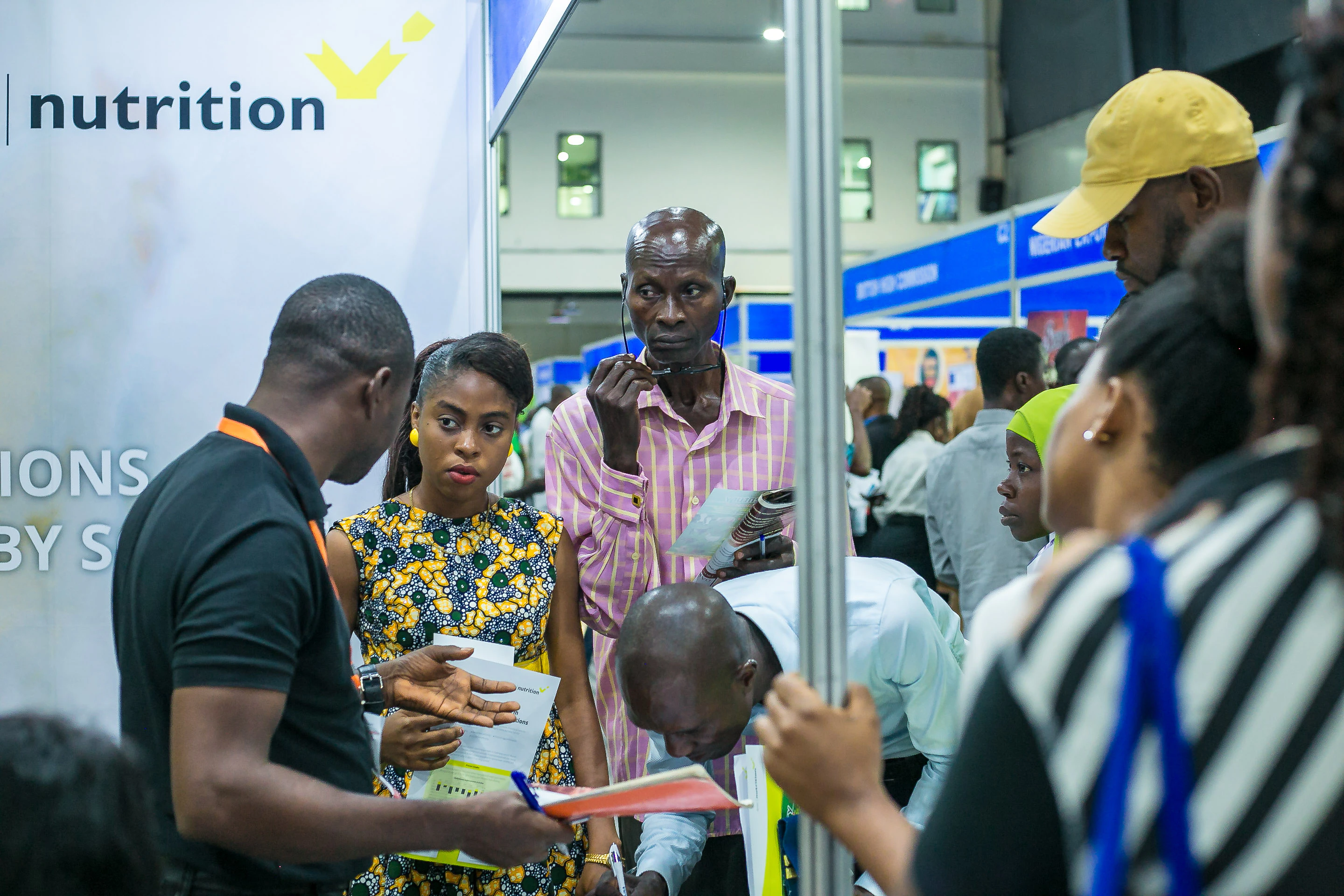 Visitors engaging with exhibitors and discovering innovative farming solutions at Growtech West Africa in Lagos, Nigeria.