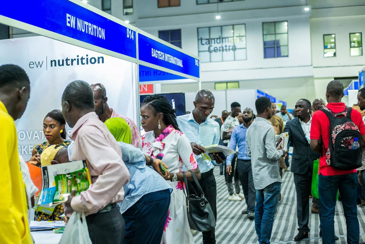 Visitors exploring exhibitor stands and agricultural technologies at Growtech West Africa, West Africa's premier agriculture and agritech exhibition.
