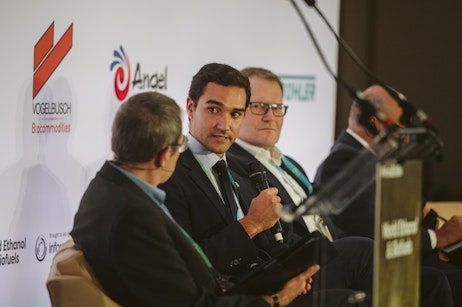 Delegates in discussion at World Ethanol & Biofuels 2025 in Brussels, highlighting international networking and business partnerships.