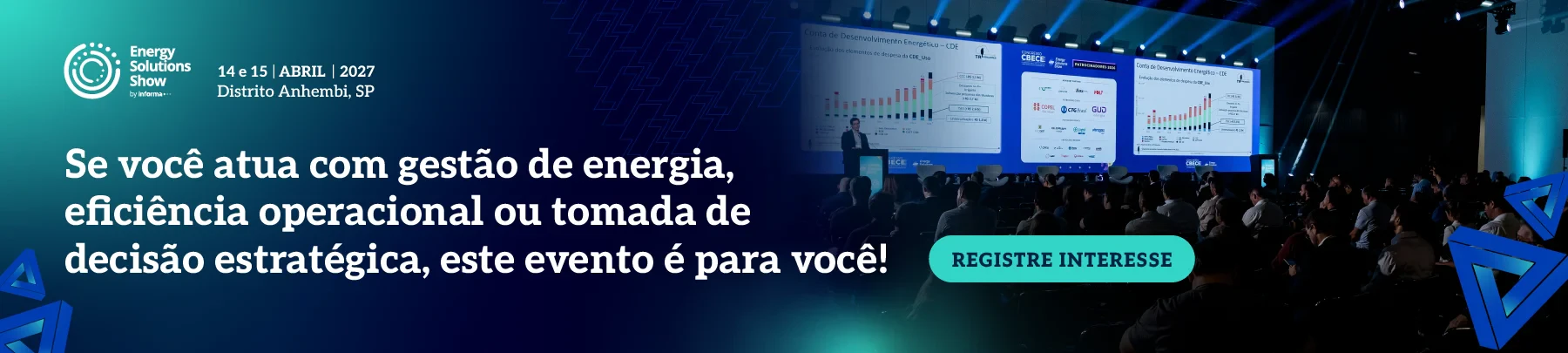 O maior evento corporativo de energia para tomar melhores decisões sobre a gestão da energia e reduzir os custos da sua operação.