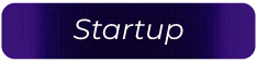 Botão de interface com fundo roxo escuro e textura de circuito, contendo o texto em branco 'Startup' em estilo itálico e envolto por uma borda azul.