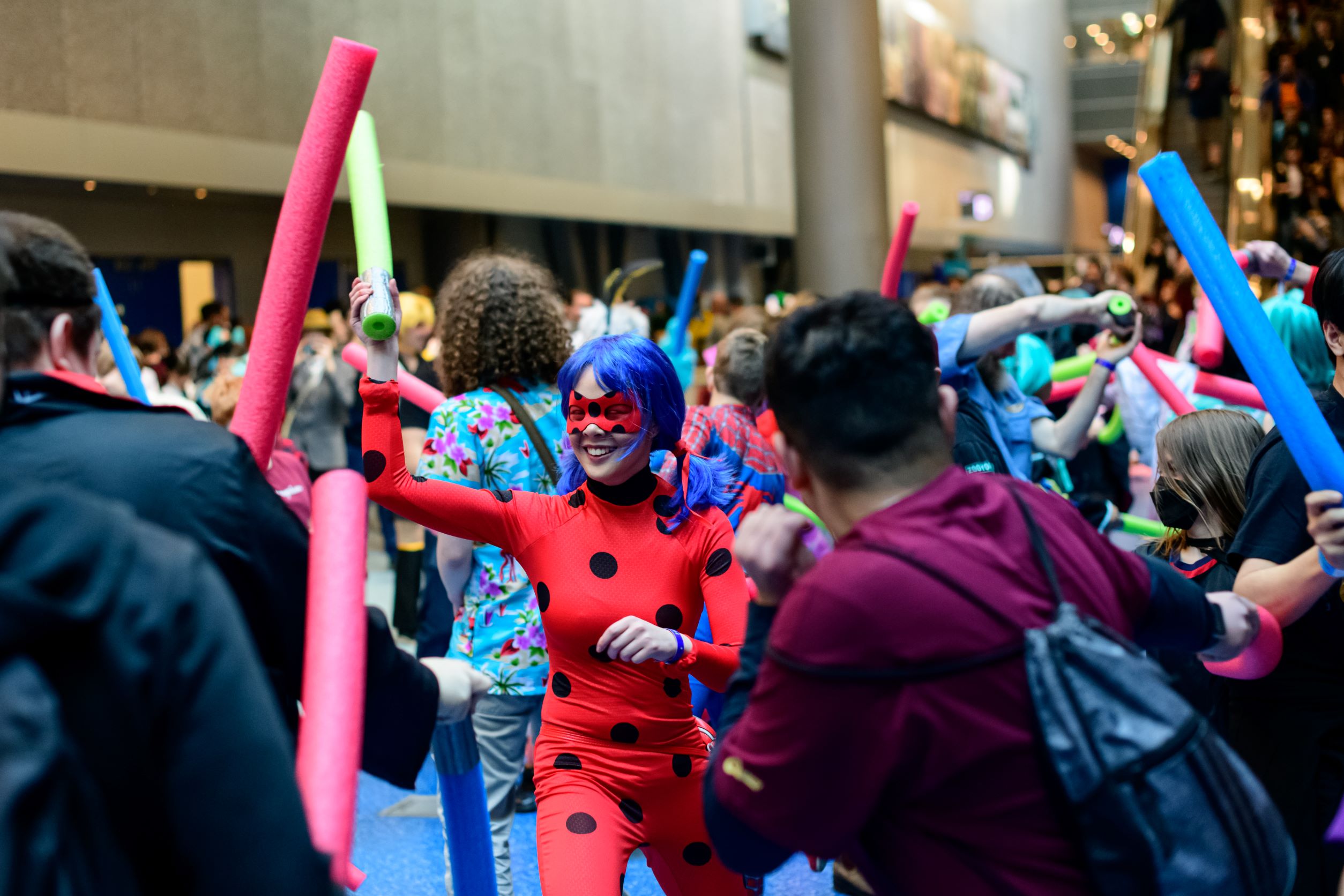 Fan enjoying the Light Saber battle