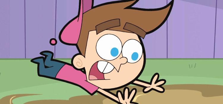 cartoon boy falling into the mud