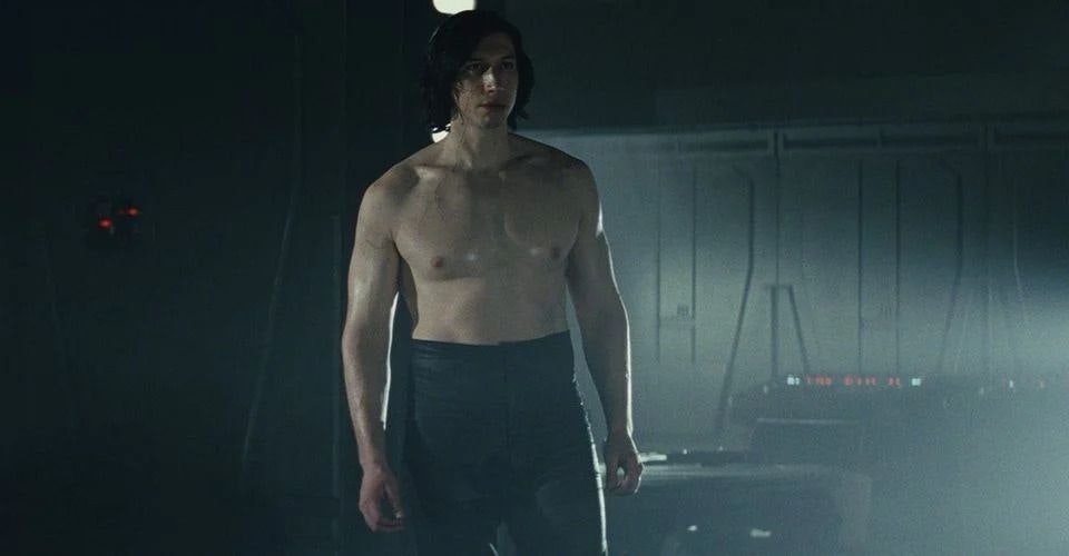 Shirtless Kylo Ren from Star Wars looking off into the distance