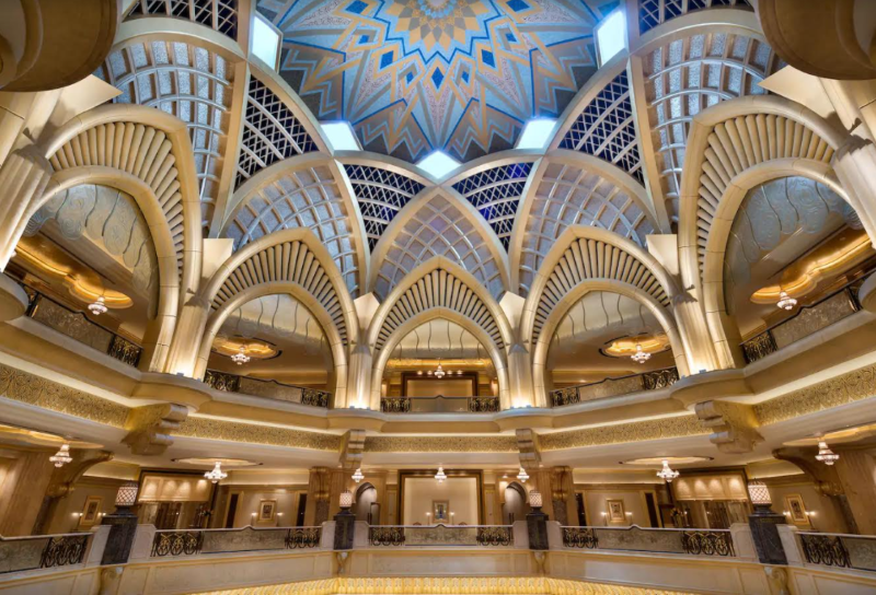 Ornate geometric ceiling design with intricate patterns and arches
