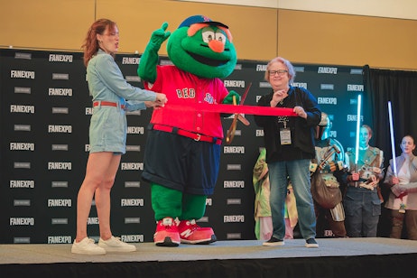 Emily Swallow and Maile Flanagan cut the opening ceremony ribbon