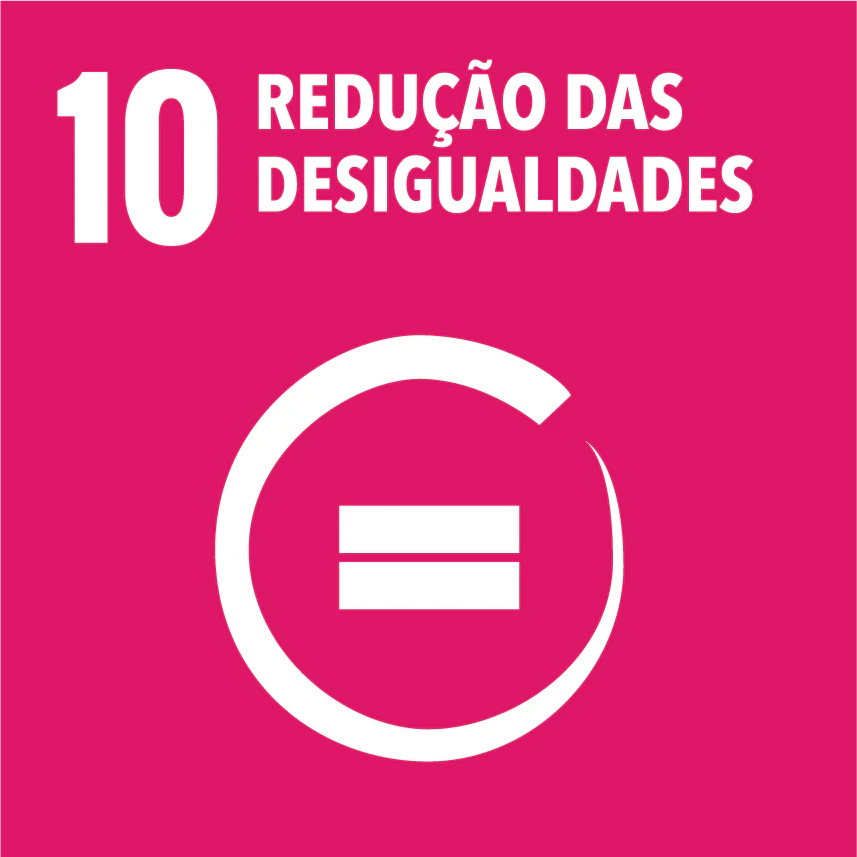 Ícone do Objetivo de Desenvolvimento Sustentável 10, Redução das Desigualdades, usado pelo HIS 2026