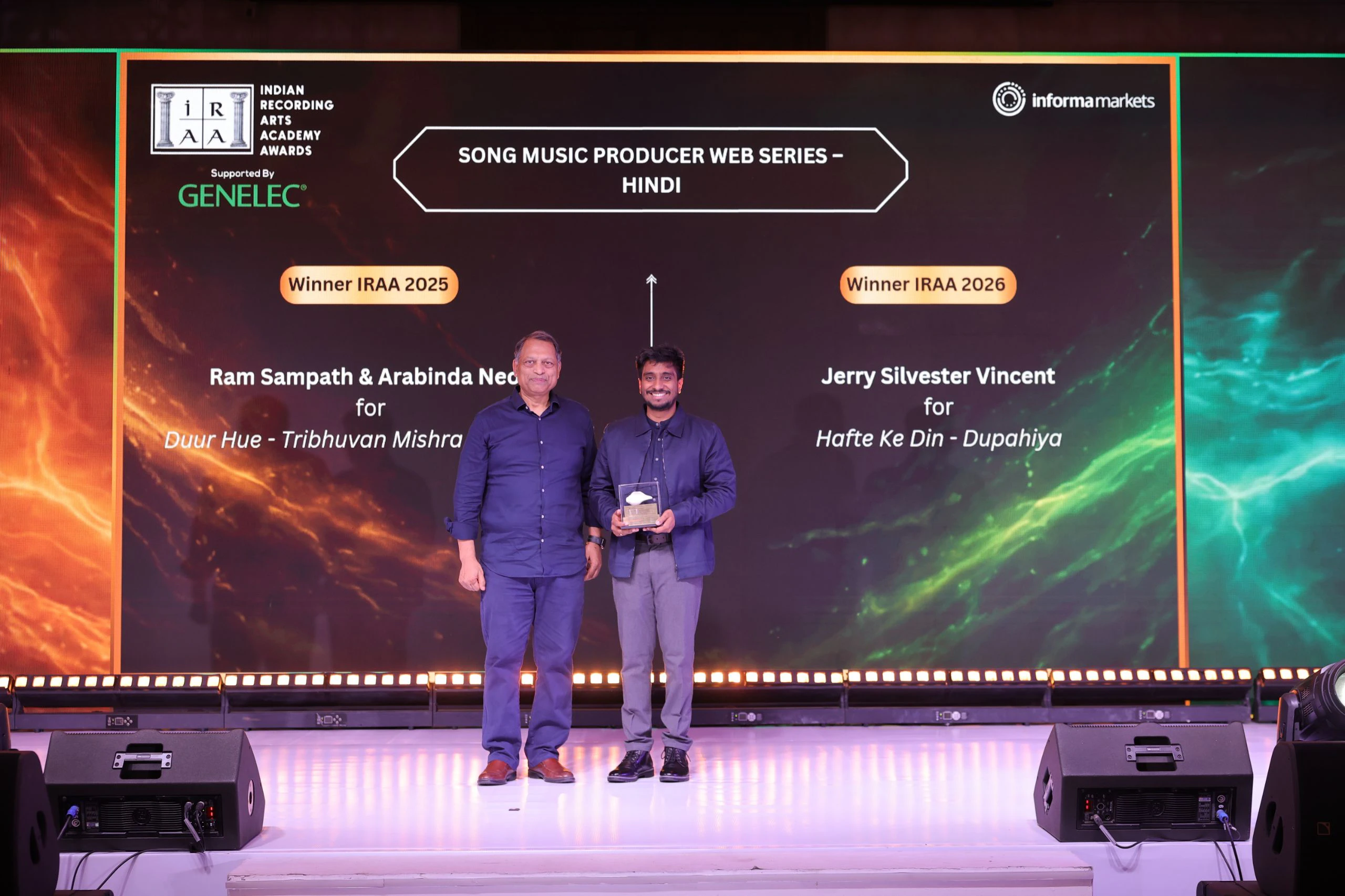 IRAA 2026 - Jerry Silvester Vincent got felicitated for winning the award for Song Music Producer Web Series – Hindi