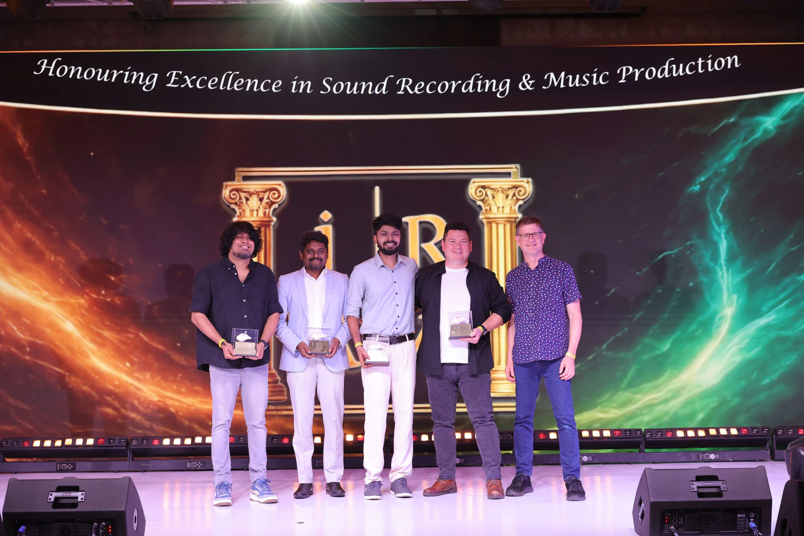 IRAA 2025 - Vishnu Sankar S and KS Maniratnam, Abishek Dharshan & Gethin John received the award for Song Recording, Mixing, Mastering – Regional Film