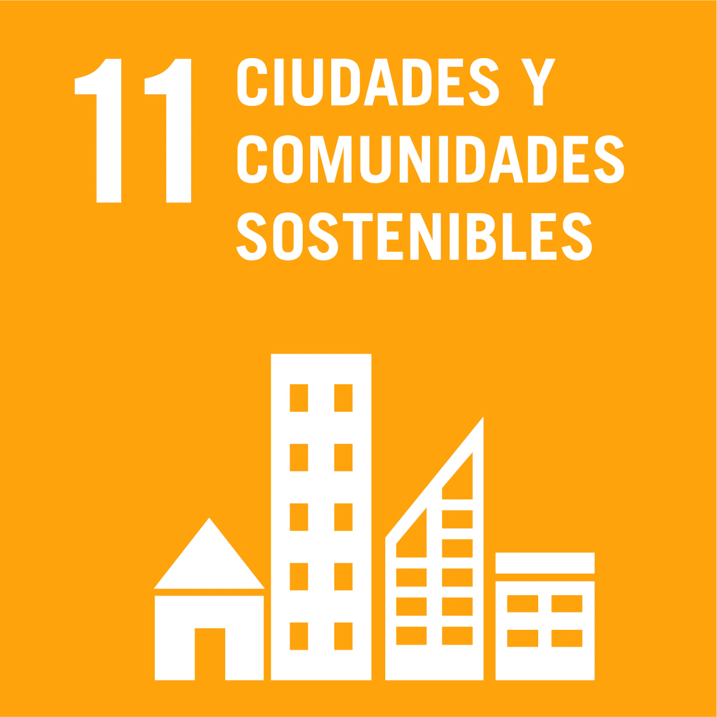 Logo del Objetivo de Desarrollo Sostenible 11: Ciudades y Comunidades Sostenibles.