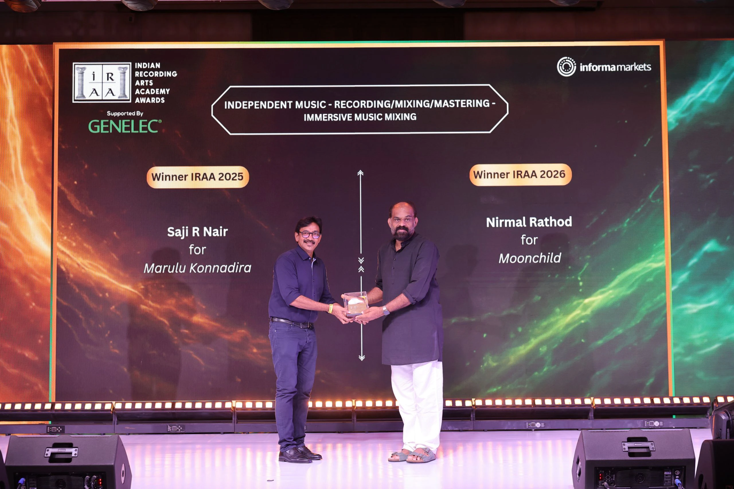 IRAA 2025 - Saji R Nair won the award for Independent Music – Recording/Mixing/Mastering – Immersive
