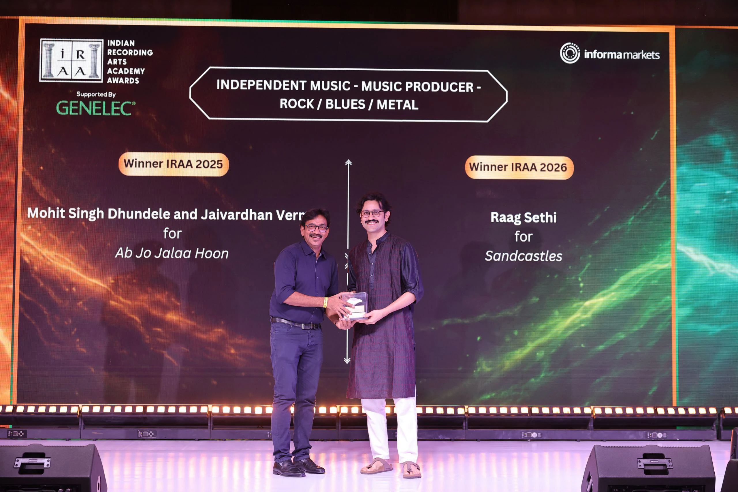 IRAA 2026 - Raag Sethi won the award for Independent Music - Music Producer – Rock / Blues / Metal