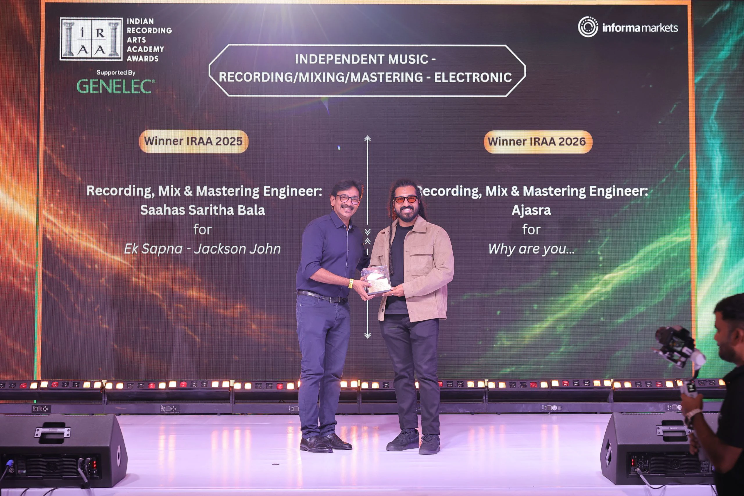 IRAA 2025 - Saahas Saritha Bala received an award for Independent Music – Recording/Mixing/ Mastering – Electronic
