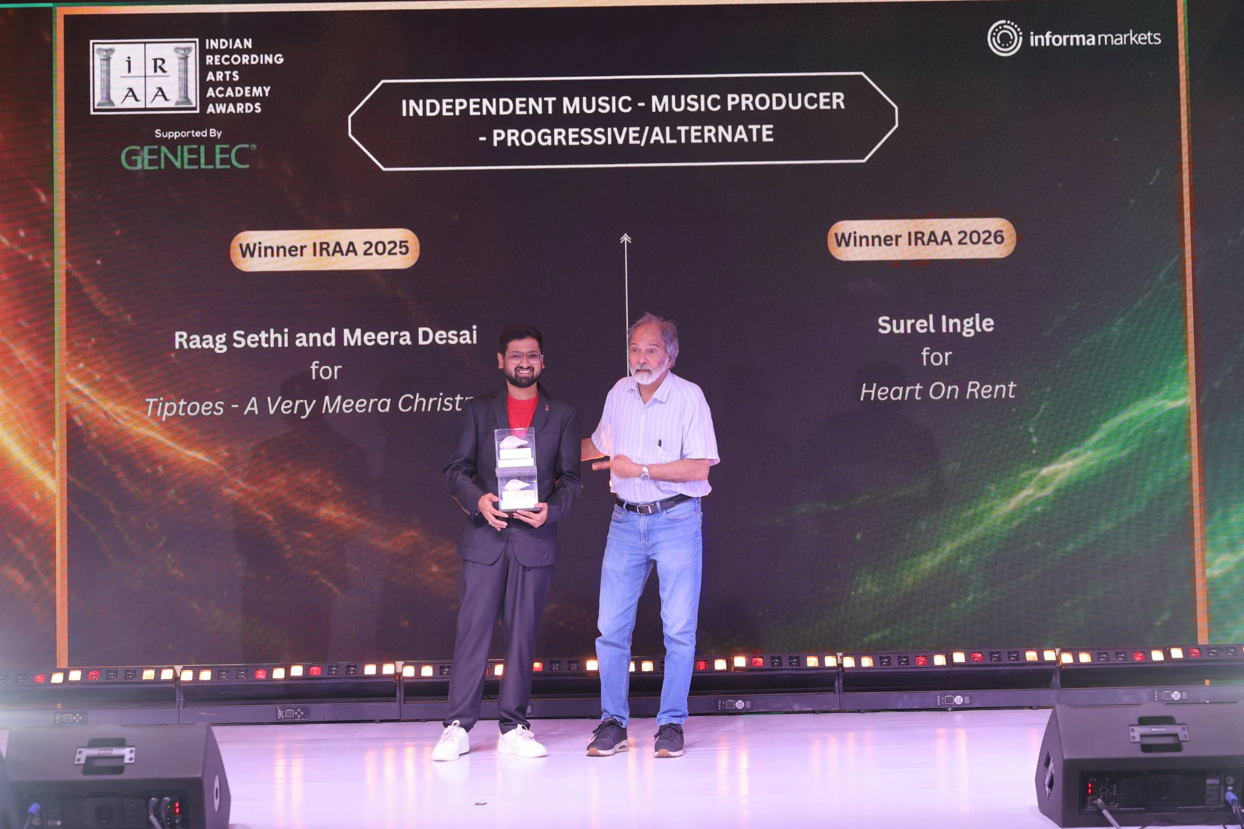 IRAA 2026 – Surel Ingale received the award for Independent Music - Music Producer – Progressive/Alternative
