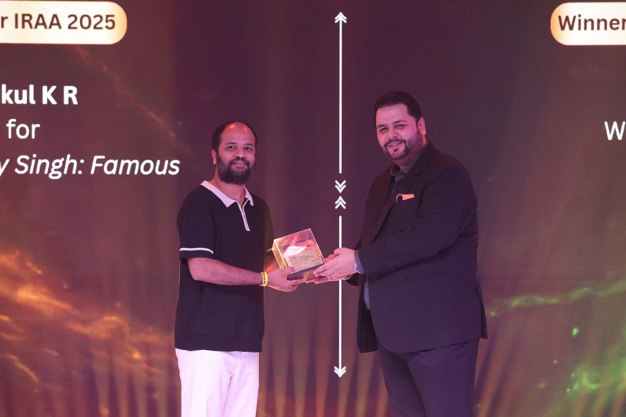 IRAA 2025 – Gokul K R gets felicitated for winning the award for Sound Editor Effects & Ambience for Documentaries