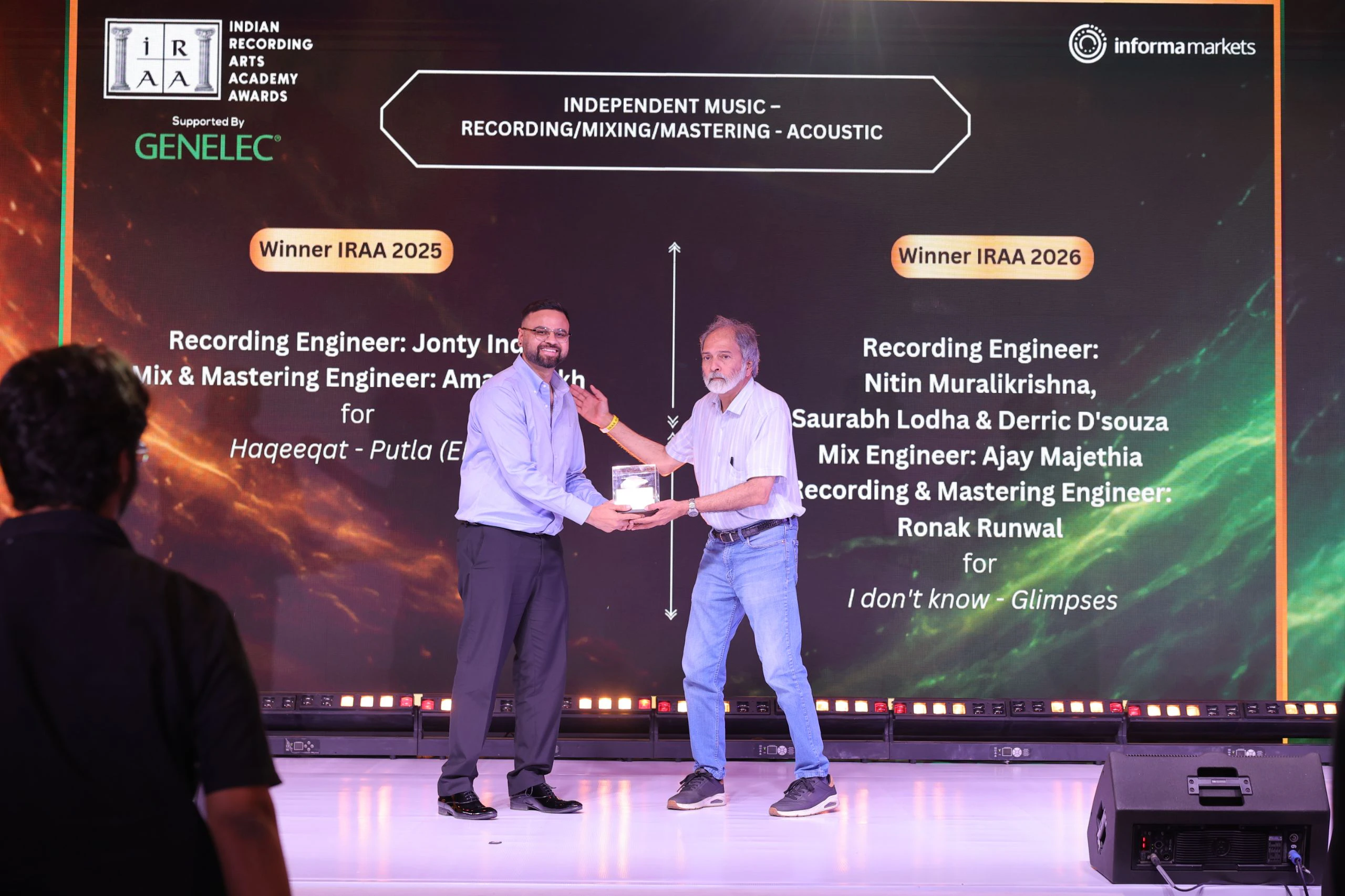 IRAA 2025 – Jonty Indra won the award for Independent Music - Recording/Mixing/ Mastering – Acoustic