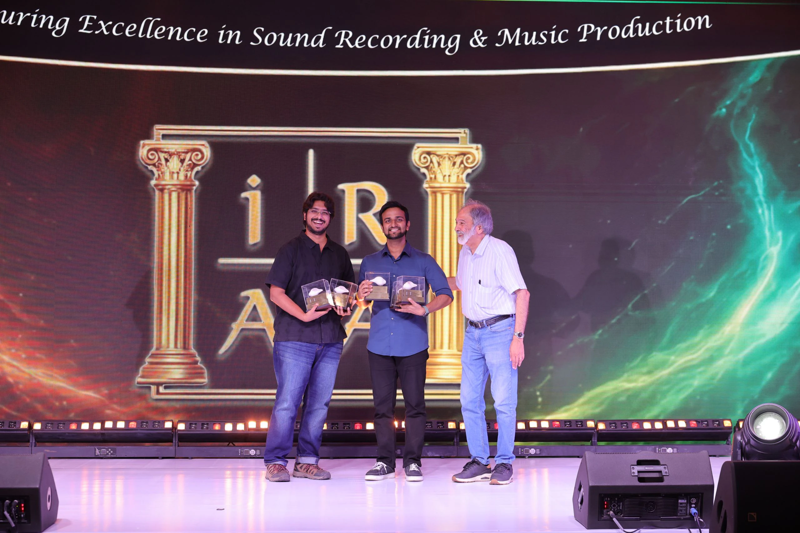 IRAA 2026 - Nitin Muralikrishna, Saurabh Lodha, Derric D'souza, Ajay Majethia & Ronak Runwal accept the award for Independent Music - Recording/Mixing/ Mastering – Acoustic