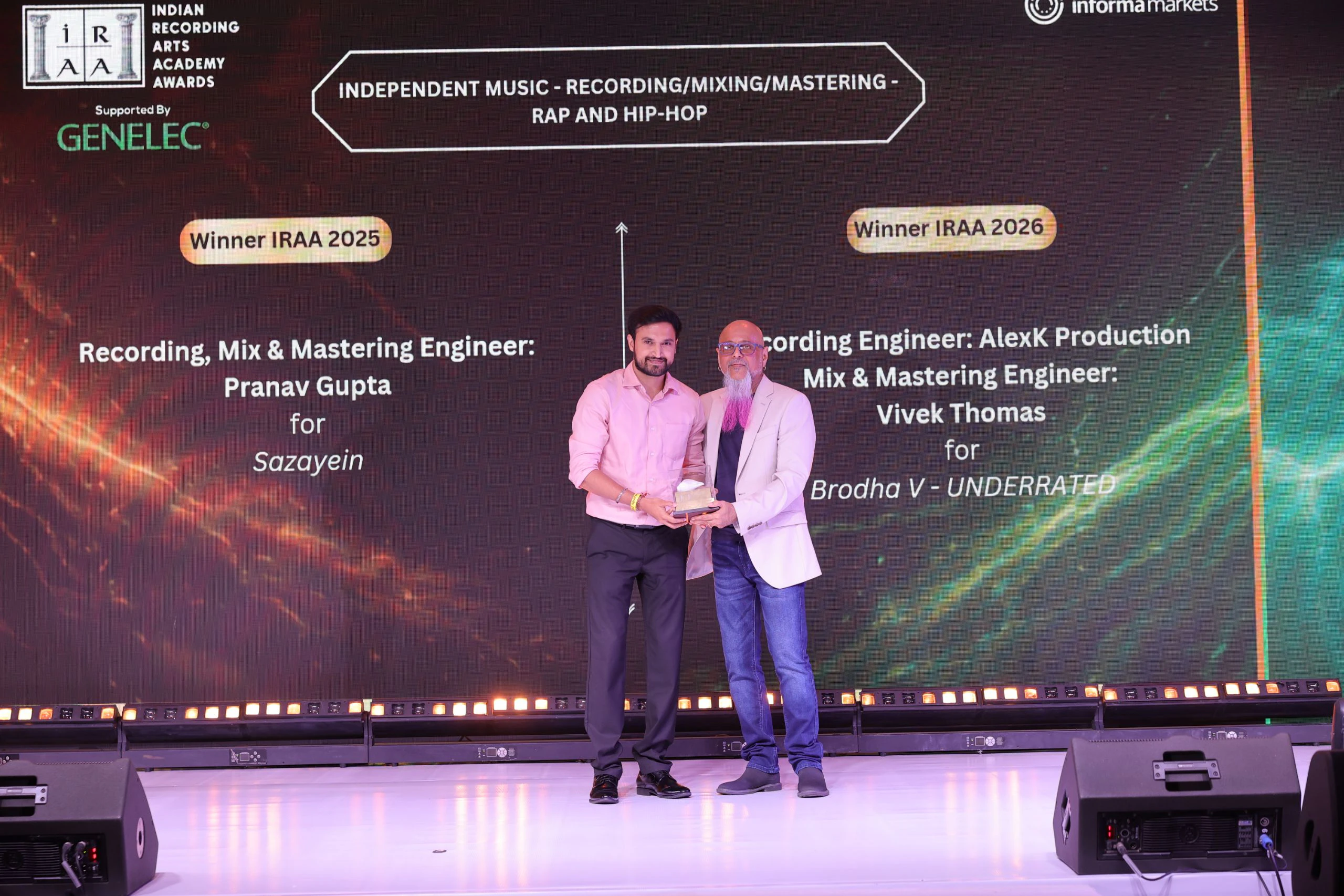 IRAA 2025 - Pranav Gupta received the award for Independent Music - Recording/Mixing/ Mastering – Rap & Hip-Hop