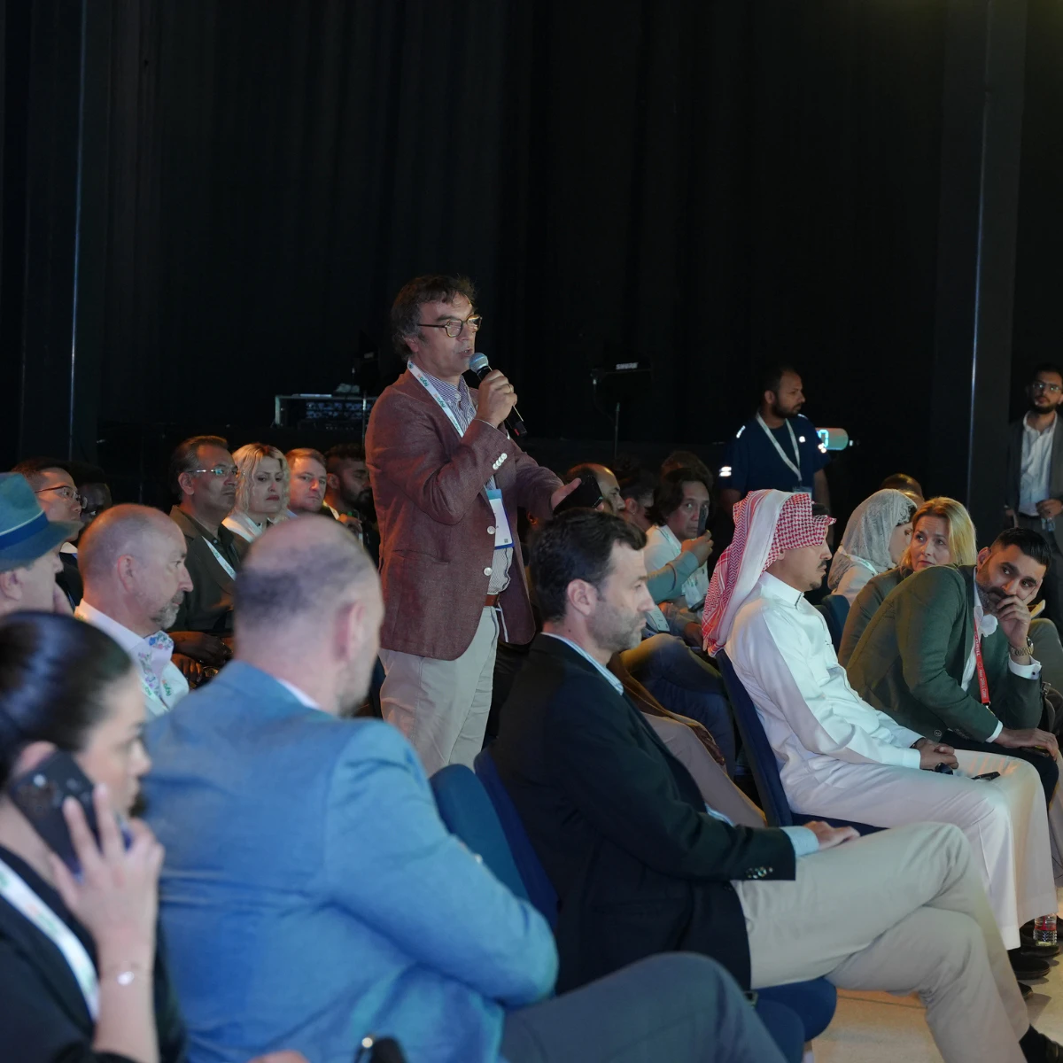Agriculture professionals participating in a conference discussion at Growtech Middle East