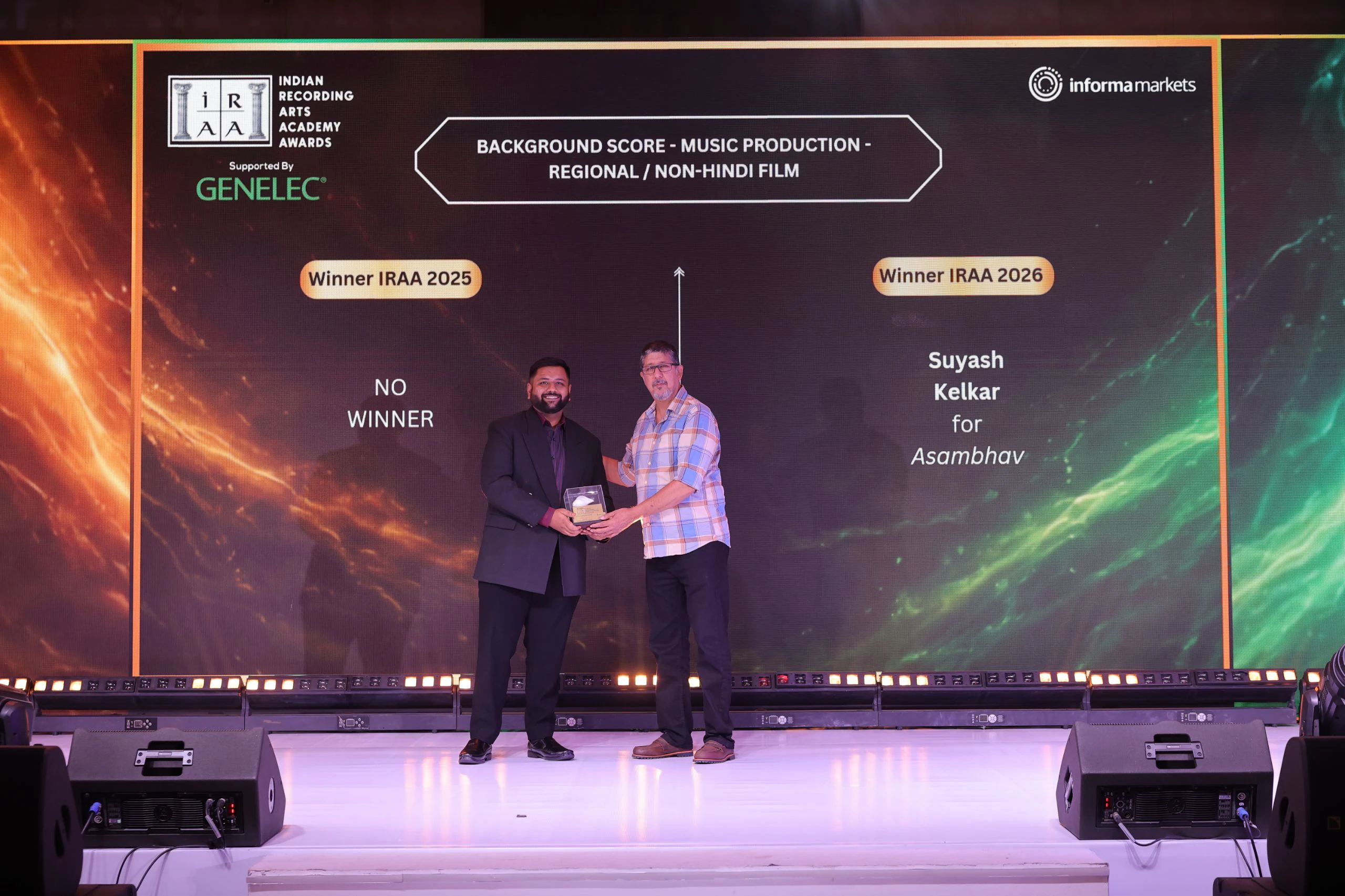 IRAA 2026 - Suyash Kelkar won the award for Background Score - Music Production – Regional Film