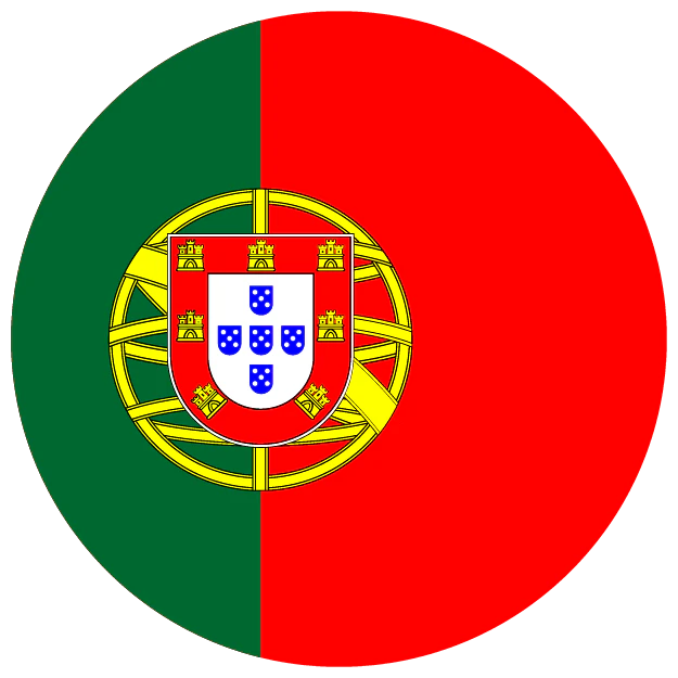 Flag of Portugal inside a circle.