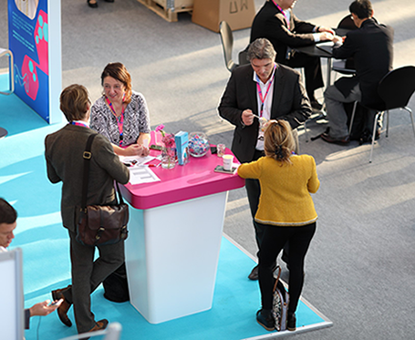 interaction at exhibit booth