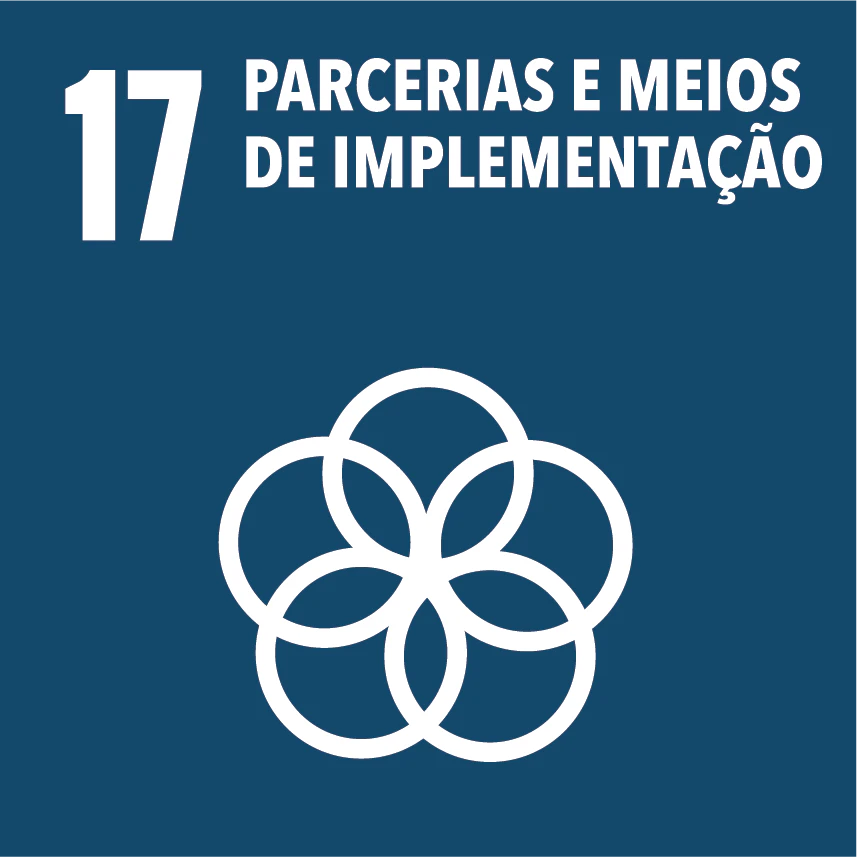 Ícone do Objetivo de Desenvolvimento Sustentável 17, Parcerias e Meios de Implementação, usado pelo HIS 2026