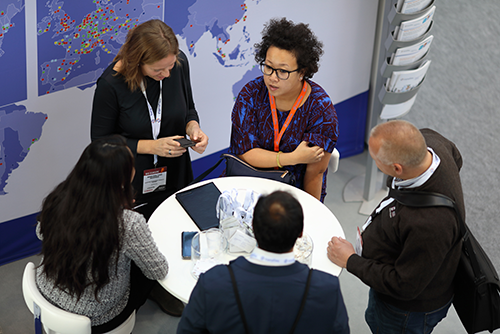 interaction at exhibit booth