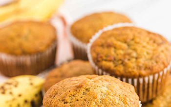 a photo of banana muffins