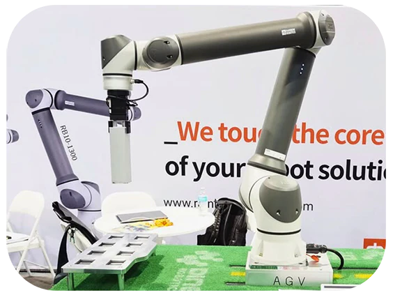 A robot stands on display at an event
