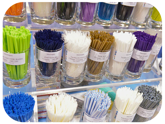 A variety of plastics in different colors displayed