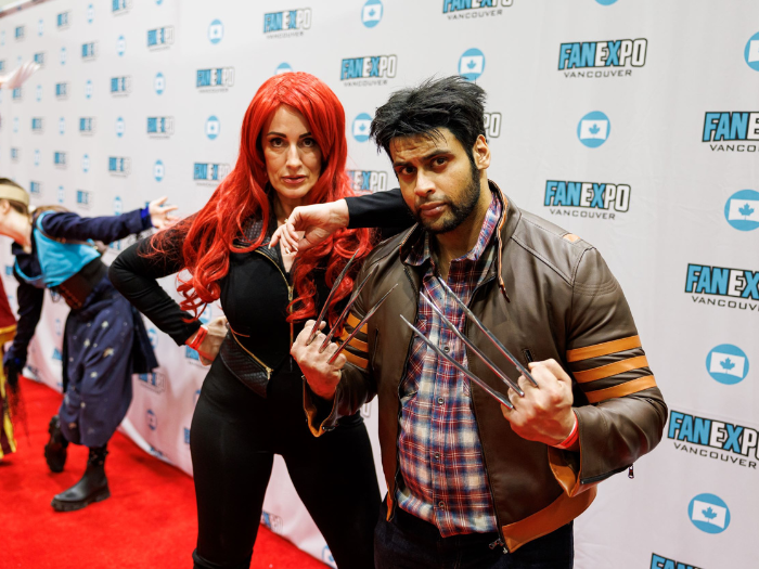 Black Widow and Wolverine Cosplayers