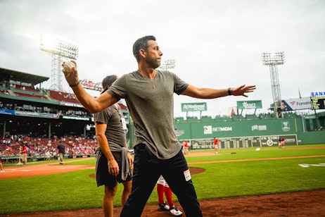 Zachary Levi throws out the first pitch at Fenway Park