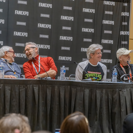 Rob Paulsen, Barry Gordon, Cam Clarke and Townsend Coleman on their panel