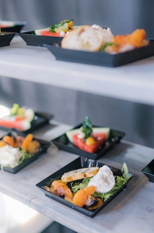 artistic white plate with vegetables