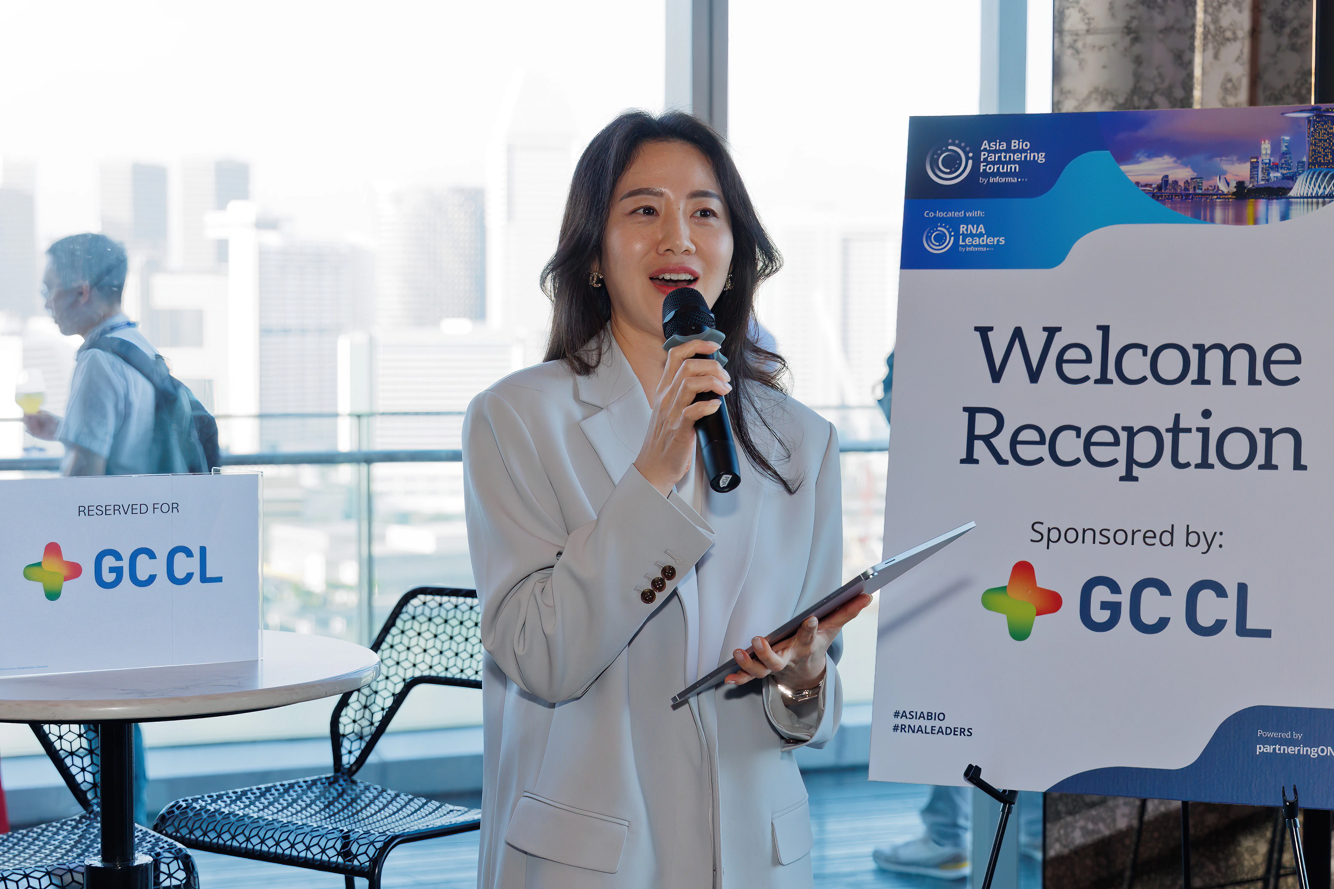 Asia Bio Partnering Forum sponsor holding the attention of the room
