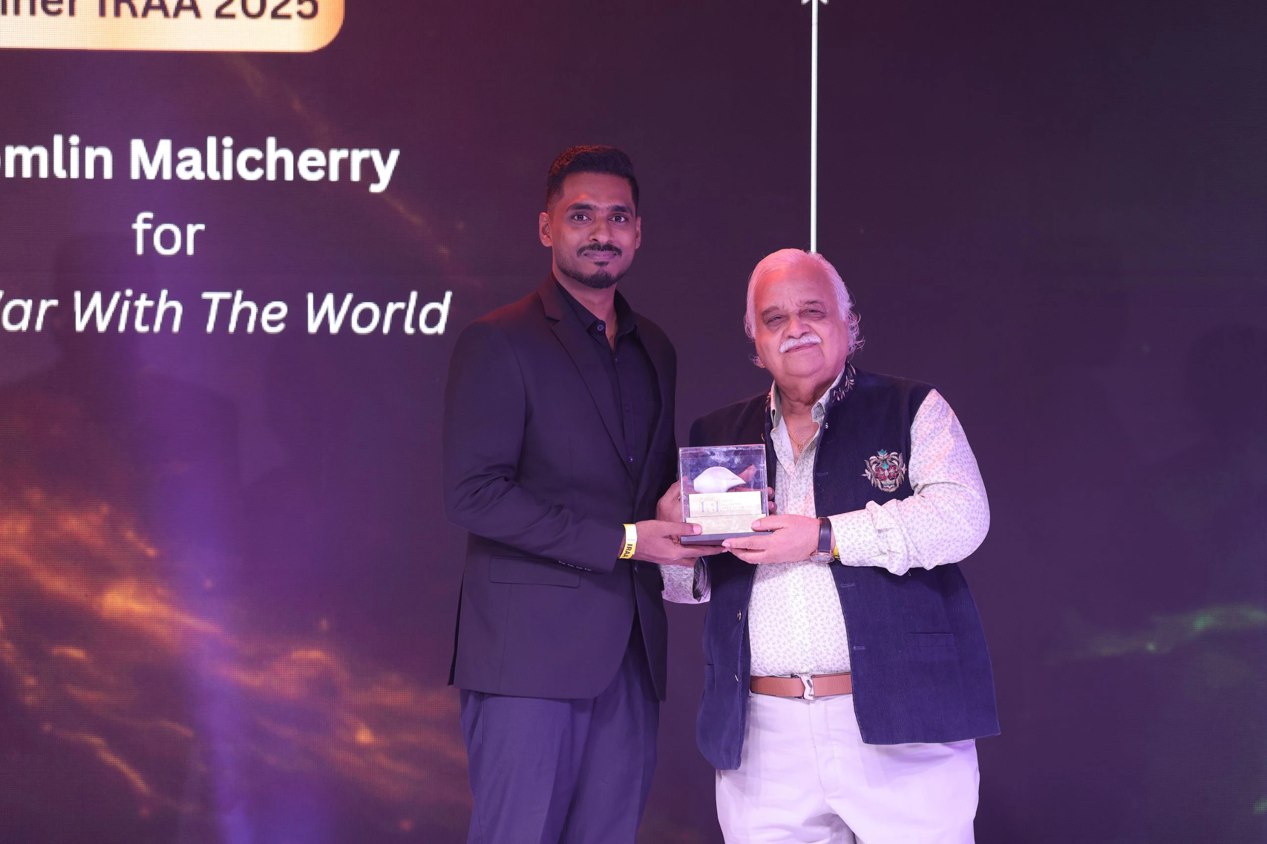 IRAA 2025 – Romlin Malicherry collects the award for Sync Sound Recording for Short Films