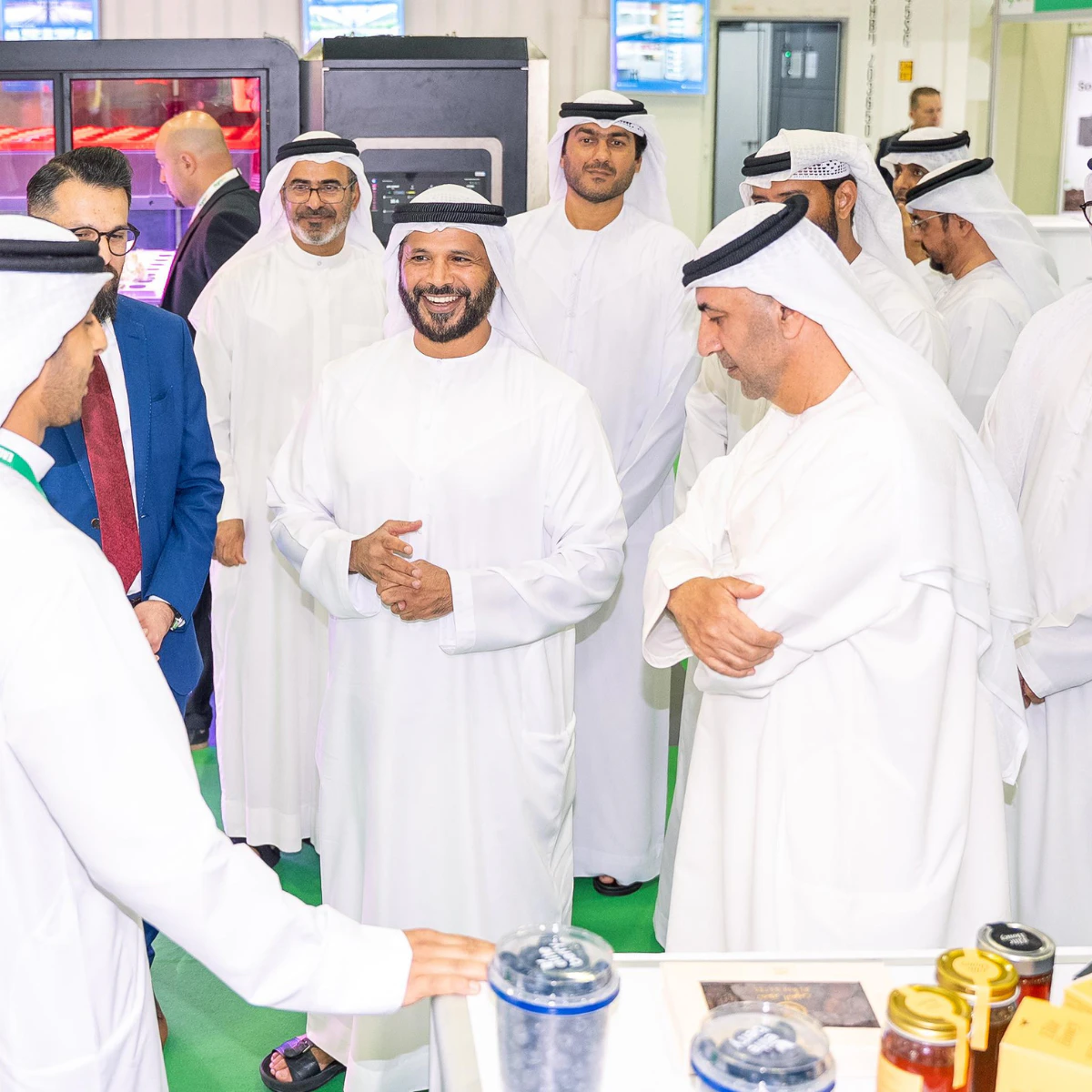 Government officials and AgriTech innovators at Agra Middle East (AgraME) 2025 in Dubai discussing food security, desert farming, and sustainable agriculture.