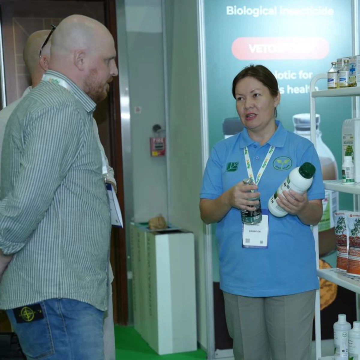 Animal health exhibitor demonstrating veterinary products and livestock healthcare solutions at Growtech Middle East
