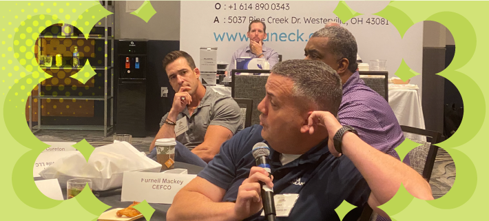 Photo of attendee asking a question during the general session at 2024 C-Store Foodservice Forum.