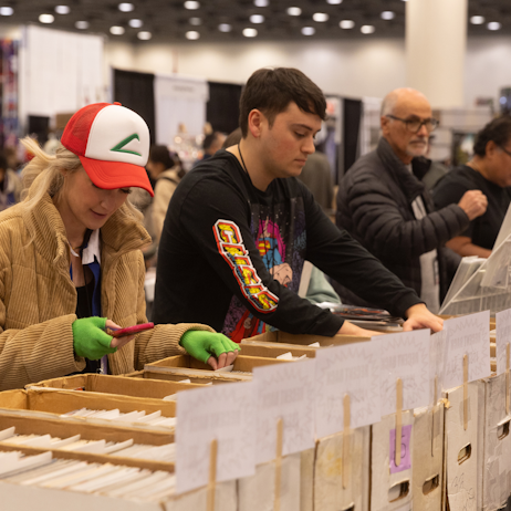 Fans shopping comic books
