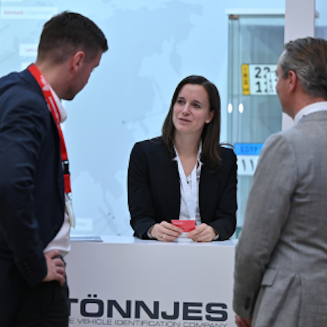 Exhibitor representatives meeting clients and partners at Saudi Intermobility Expo 2025 in Riyadh.