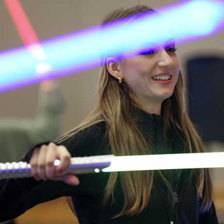 Girl with white Lightsaber