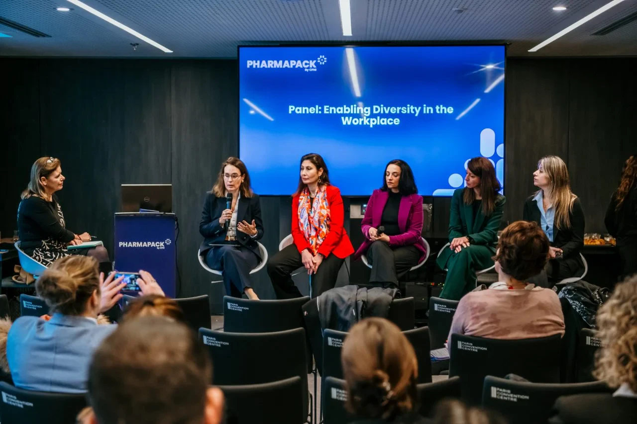 Female professional at CPHI event