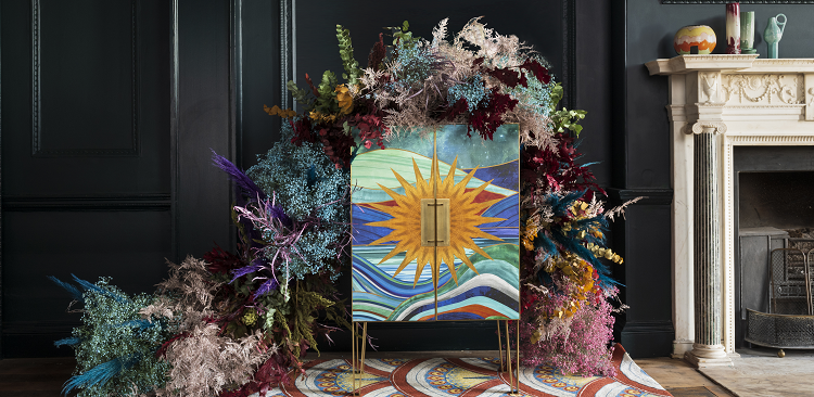 Matthew Williamson for Roome London | Tamara drinks cabinet showcasing Sunburst