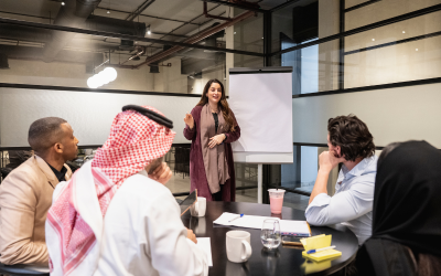 Professionals attending a certified workshop at Saudi Intermobility Expo 2025 in Riyadh, led by a mobility expert.