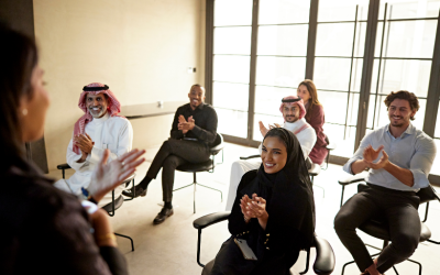 Government professionals collaborating during Saudi Intermobility Expo 2025 workshops to share ideas and best practices