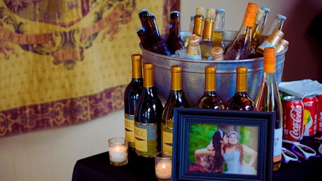 beverage tub with wine bottles